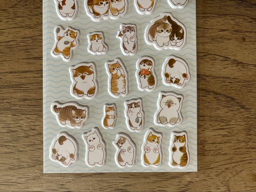 セリア、mofusand ぷくっとシール筆者撮影写真