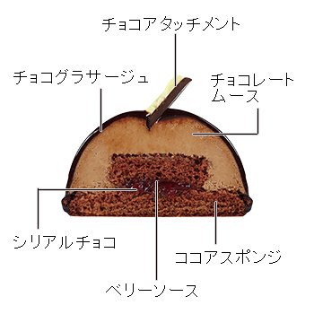 チョコレートムースと真っ赤なベリーソースが楽しめる