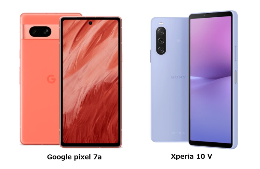 出所：Googleストア「Google pixel 7a」／Xperia公式サイト「Xperia 10 V」