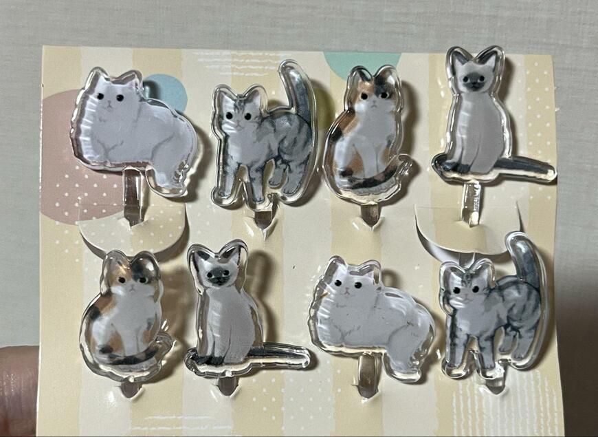 セリア、アクスタ風ピックス 猫 8P 商品画像