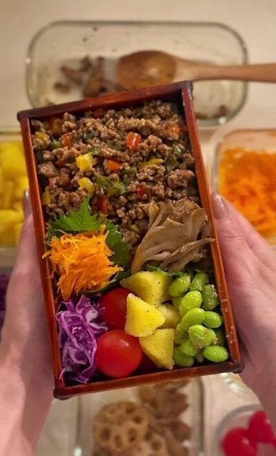 完成したガパオライス弁当