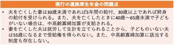 現行の遺族厚生年金の問題点