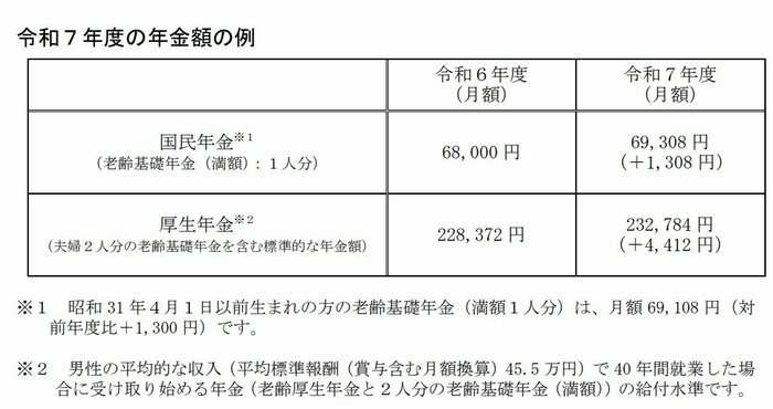 2024年度の年金額の例