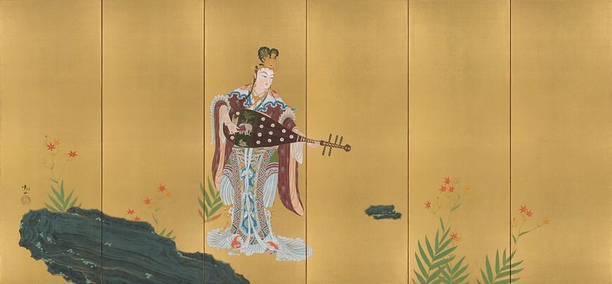 出所：《毘沙門天 弁財天》左隻　1911（明治44）年 徳島県立近代美術館蔵 （後期展示①4/14-5/10）