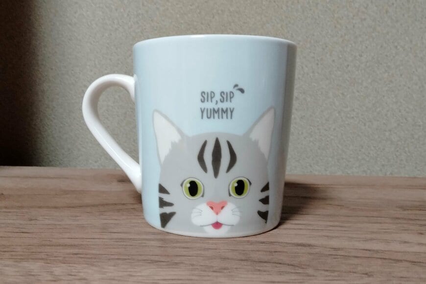 筆者撮影（ダイソー、ノーズマグカップ（キャット））