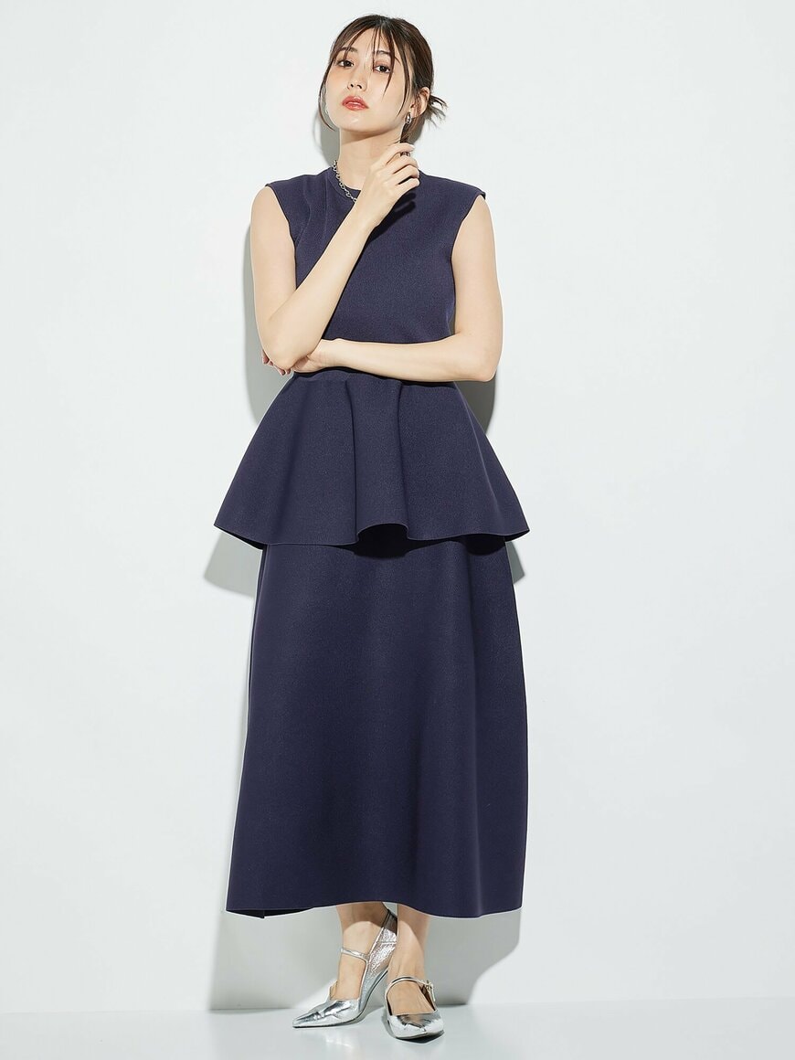 ホールガーメント（R）ペプラムノースリーブセーター