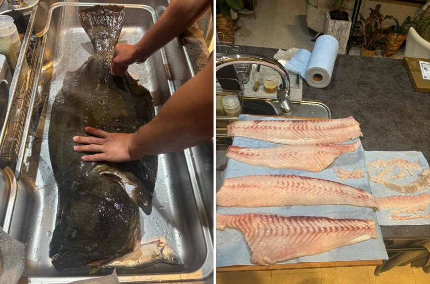 巨大ヒラメは、捌くのも大変そうです