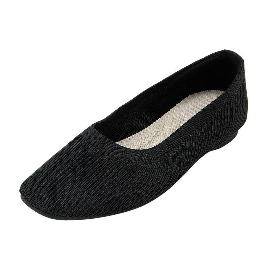 ワークマン公式 レディース 雲の上Wニットパンプススクエアトゥ(ブラック)