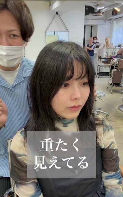 前髪がうねりやすく、重たく見えていたウルフの来店時の様子