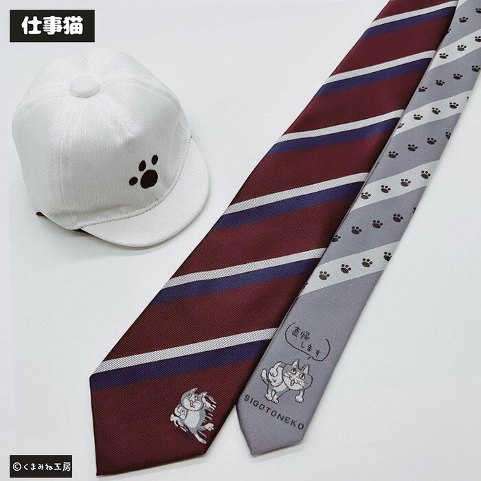仕事猫がキュートに描かれたネクタイ