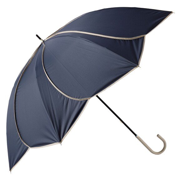 ニトリ、晴雨兼用バイカラーパイピング長傘ホワイト画像