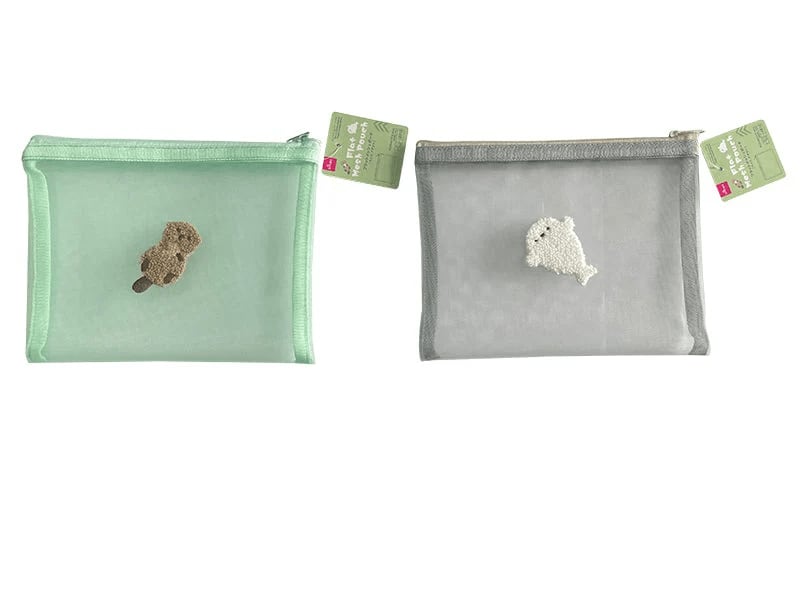 ダイソー公式ネットストア フラットメッシュポーチ(ラッコ、アザラシ)画像