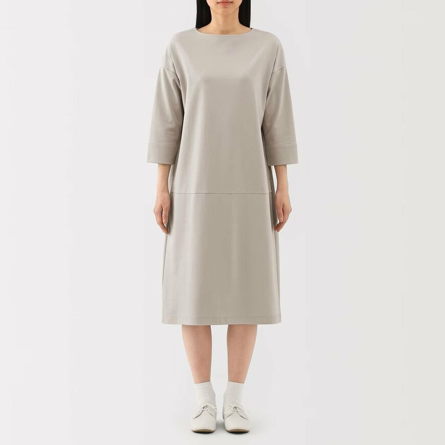 出所：無印良品公式　婦人　二重編み七分袖ワンピース