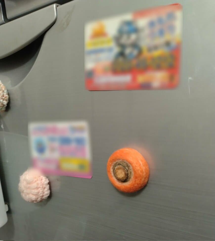 冷蔵庫に貼られたにんじん
