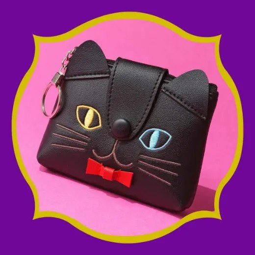 合皮素材でちょっぴり大人っぽい雰囲気の「オリジナルくろねこコインケース」