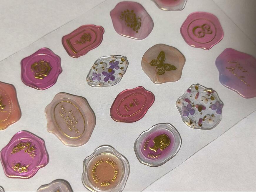 筆者撮影（キャンドゥ、ラッピングシール シーリング20片 クリア）