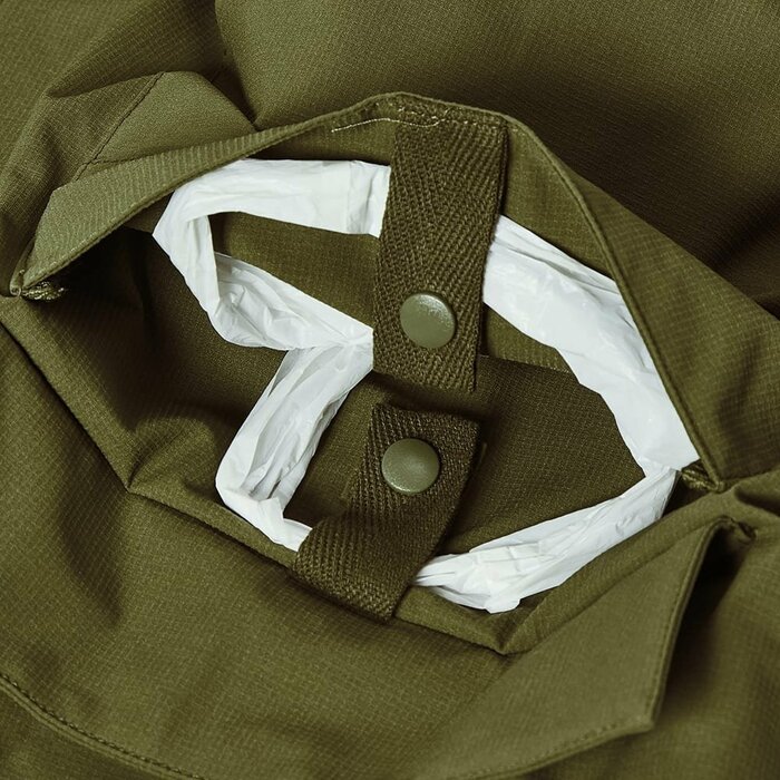 ポケットの中にゴミ袋をセットできるボタンがついています