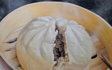 せいろで肉まんを蒸す絵の動画