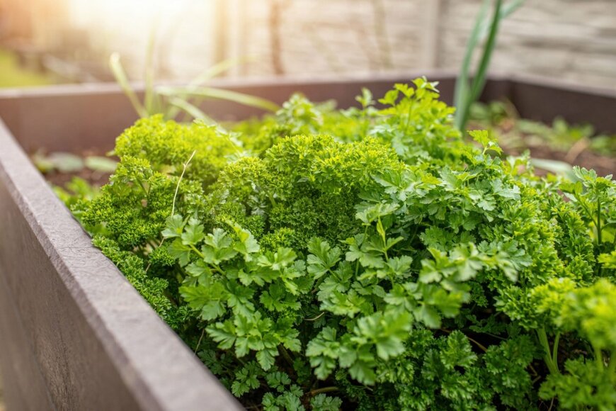 プランターで育つパセリの写真