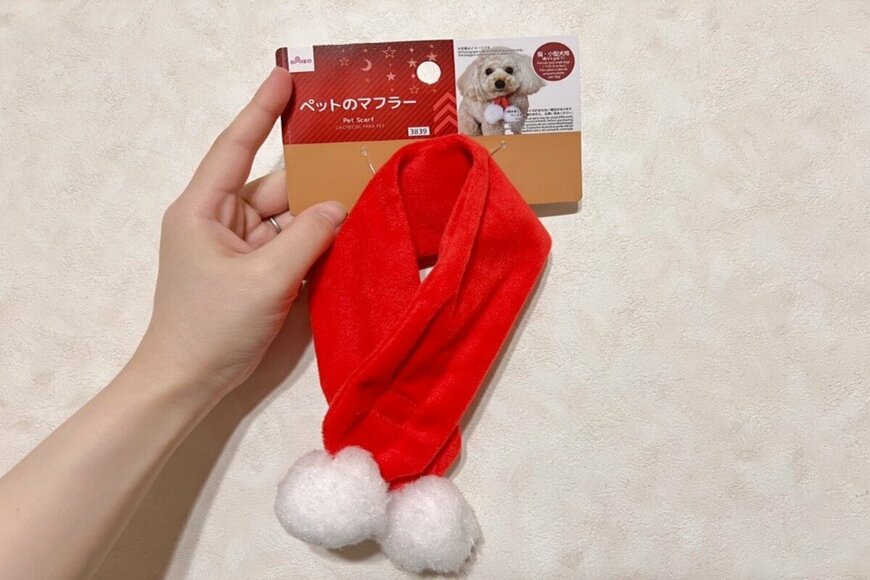 クリスマスにピッタリ【ダイソー】「ペットのマフラー」ワンちゃんに使ってみた！