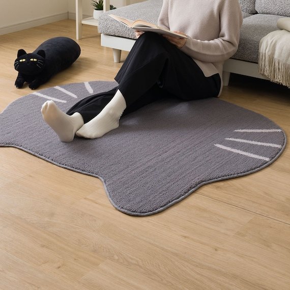 ニトリ、猫型ラグ デコネコ ブラック(gST6)商品画像