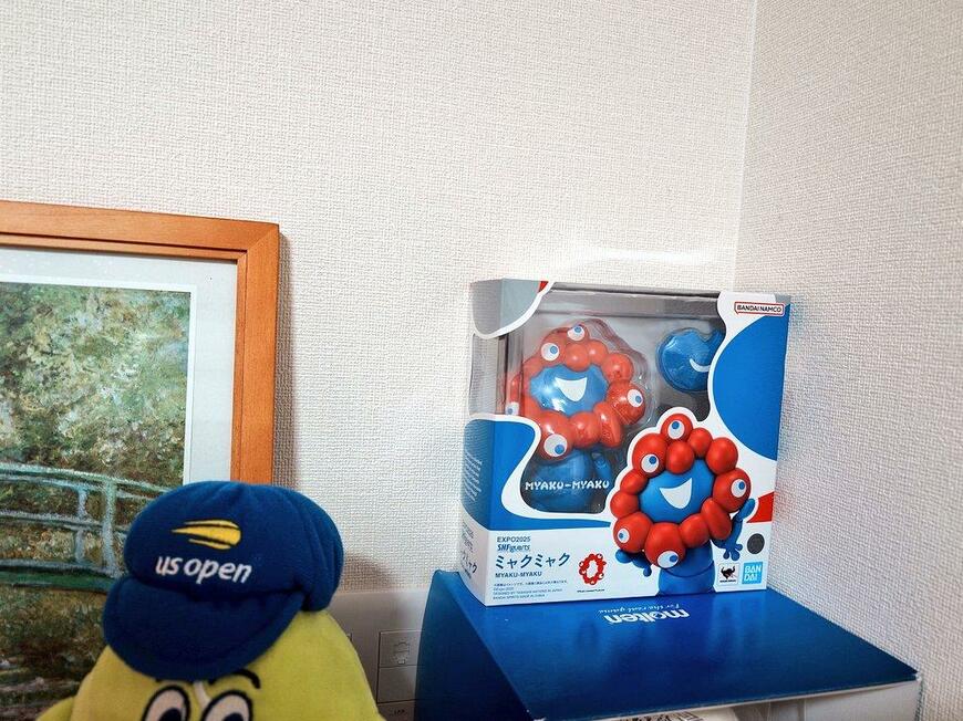 部屋に飾られたミャクミャク様