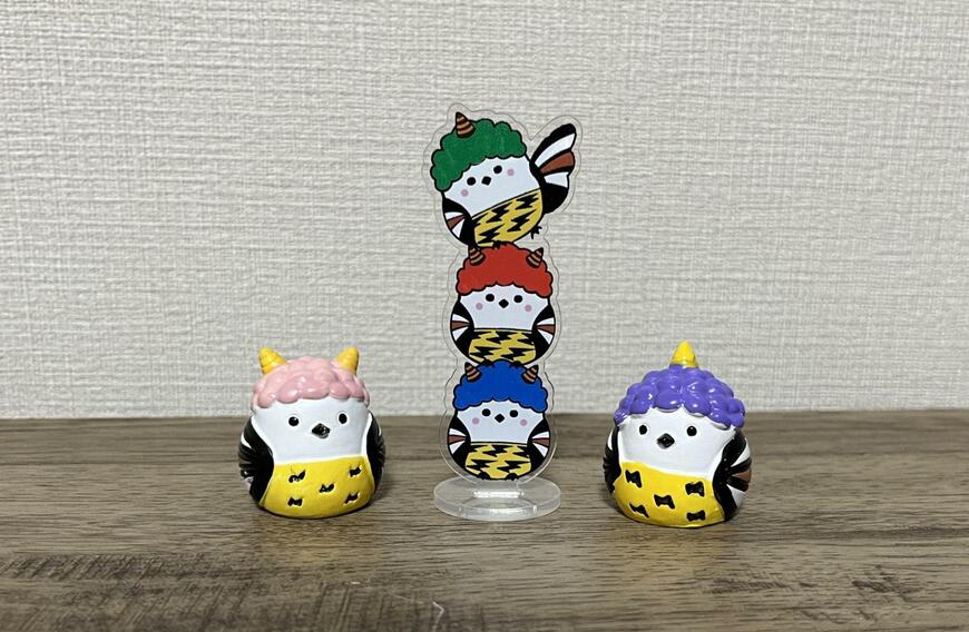 キャンドゥ、アクリルスタンドコレクション 節分シマエナガ柄・リトルフレンド ツノ2本鬼 シマエナガ・リトルフレンド ツノ1本鬼 シマエナガ画像