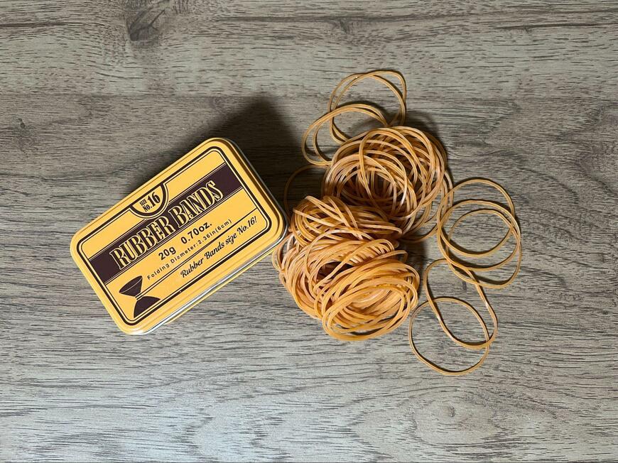 ダイソー、ゴムバンド(缶入り、No16、20g、長方形)購入品画像
