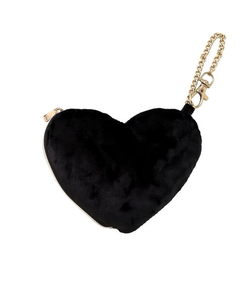 チェーン付きベロアハートポーチ
