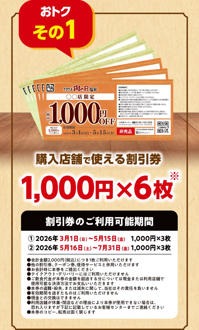 最大の魅力はなんと言っても6000円分の割引券です