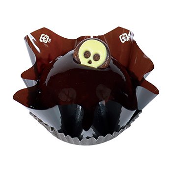 不気味なドクロチョコを飾った「チョコレートドクロムース」