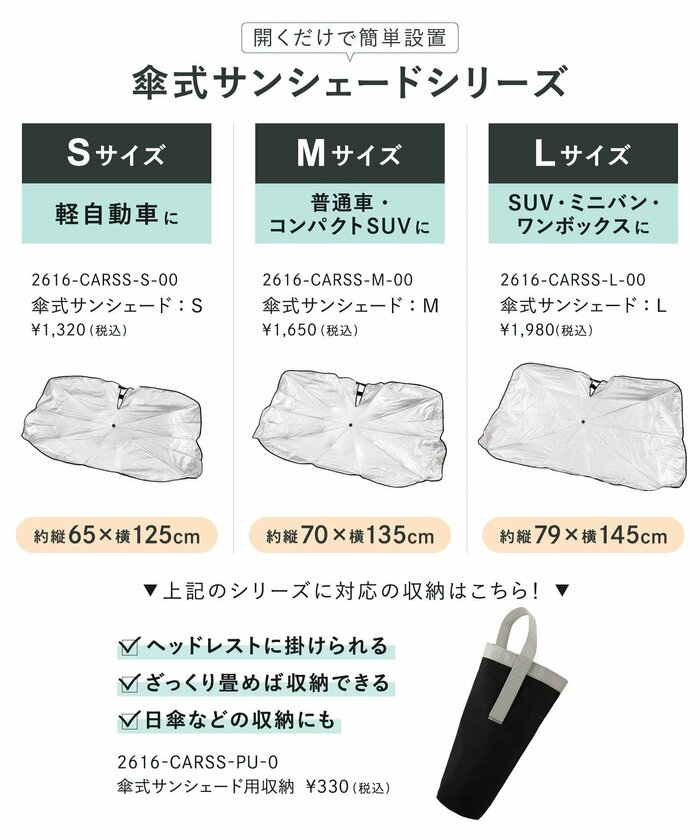 Sサイズ、Mサイズ、Lサイズの3種類が展開されています