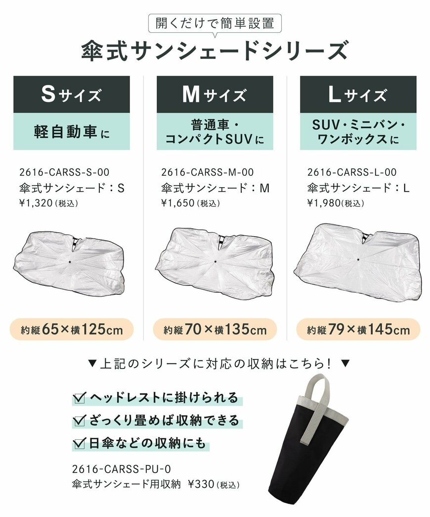 Sサイズ、Mサイズ、Lサイズの3種類が展開されています