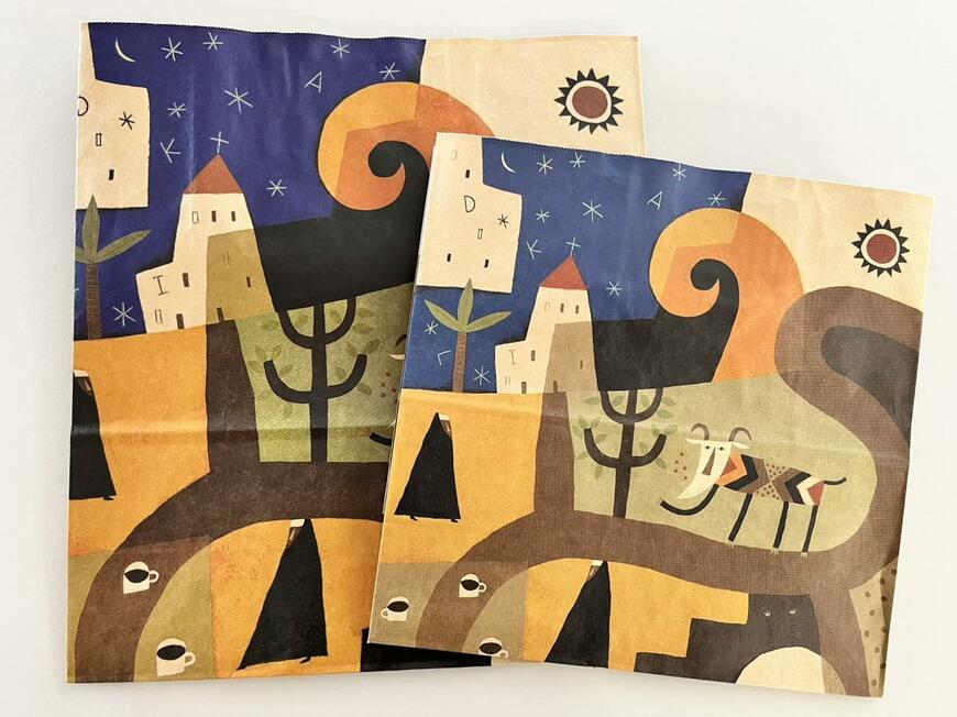 カルディオリジナル紙袋をリメイク(左Lサイズ、右Mサイズ)