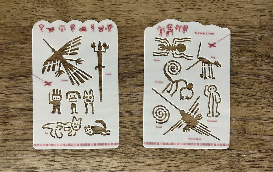 筆者撮影（セリア、ミニデザインテンプレート 2枚 エジプト＆ナスカ柄）