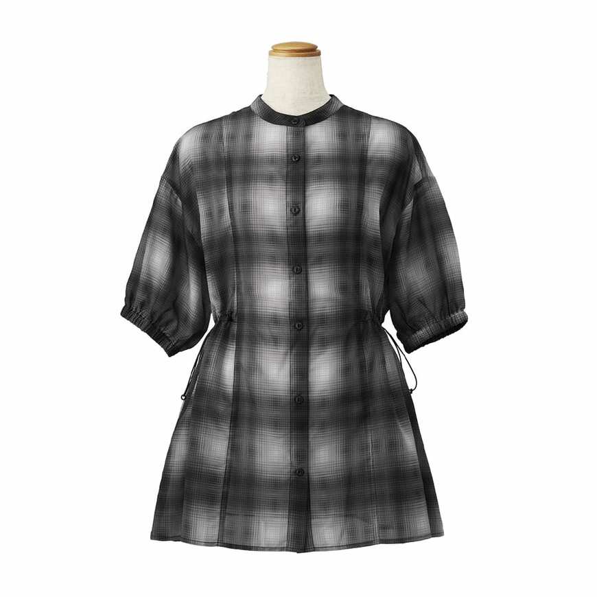 ワークマン公式　レディース撥水シアーチェックギャザーシャツ