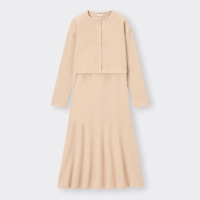 出所：GU公式ファッション通販サイト カーディガンセットワンピース(長袖)