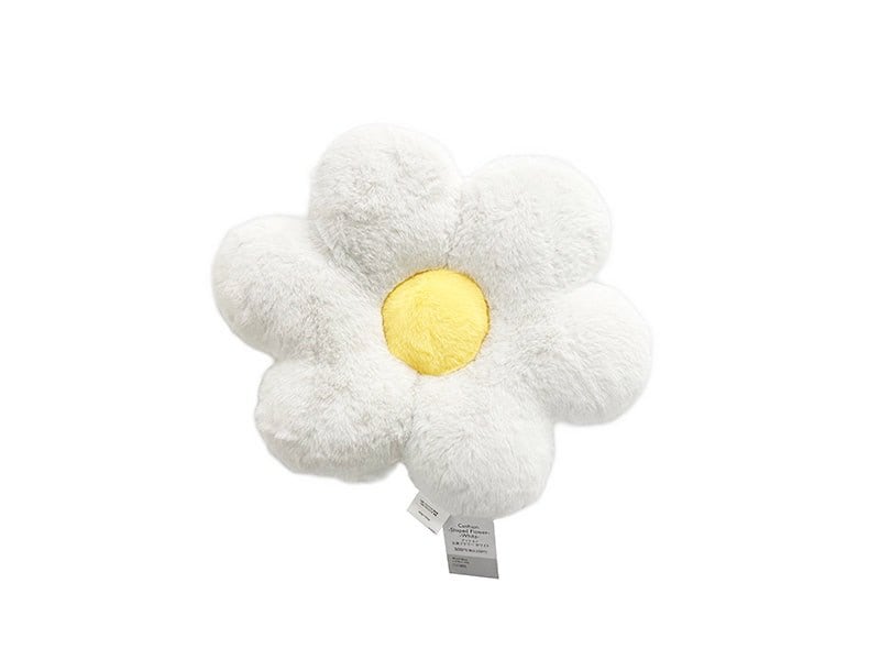 ダイソー系列ブランドTHREEPPY公式　クッション（立体フラワー、WH）