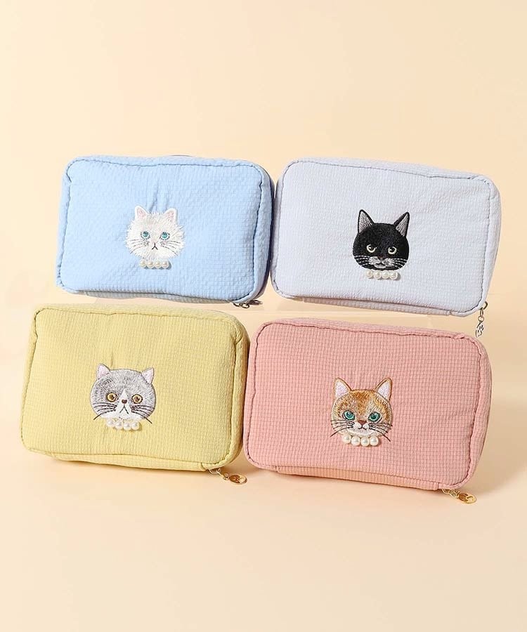 ブルーブルーエ公式　キャットパール多ポケットリップルポーチ