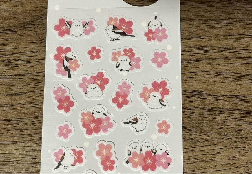 筆者撮影（ダイソー、ステッカー（桜とシマエナガ））
