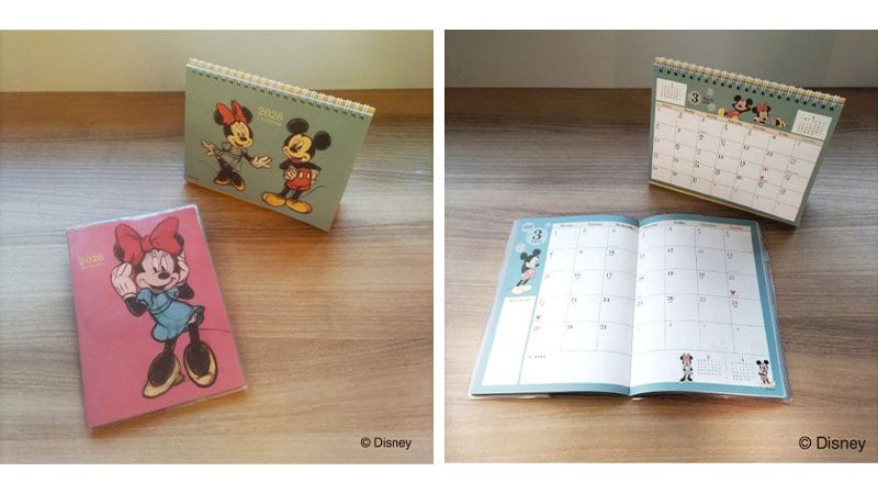 出所：ローソン　2026年版　ミッキーマウス＆ミニーマウスデザイン　ダイアリー・卓上カレンダー