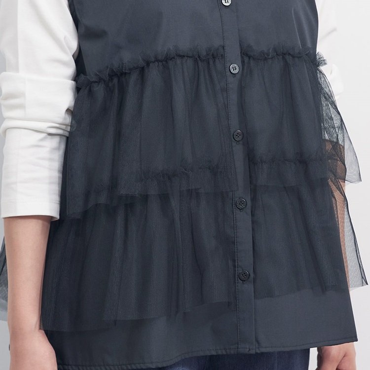 チュールティアードコンビシャツ
