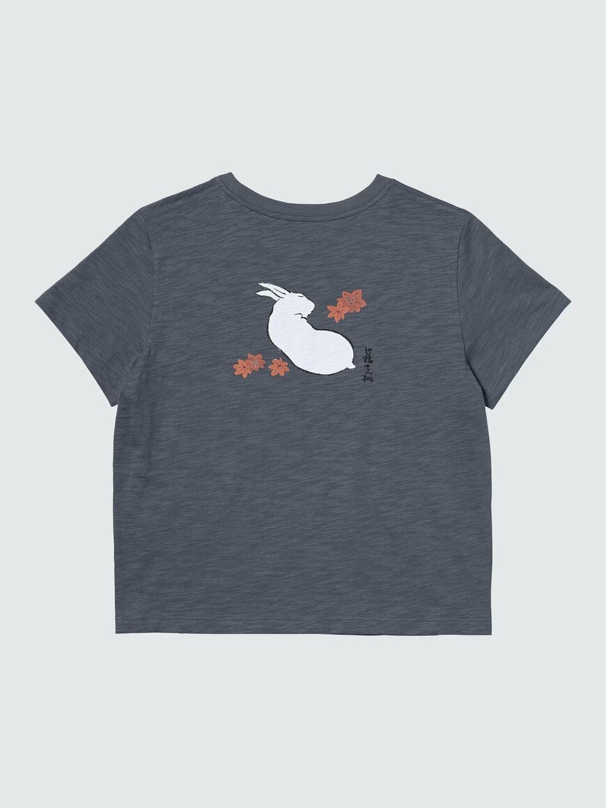 ユニクロ公式 和柄(アニマルズ)UT/ショート丈 DARK GRAY 画像