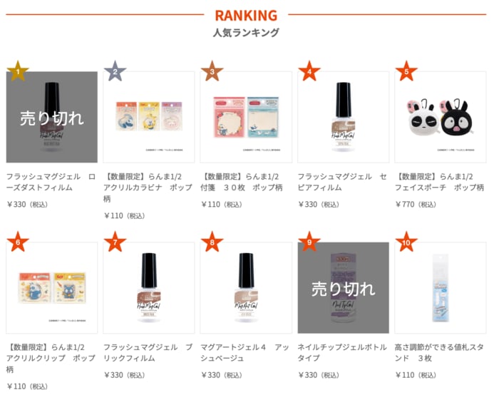 2、3、5、6位にコラボ商品がランクインしています