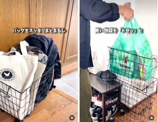 完成した「可動式ワイヤーかご」