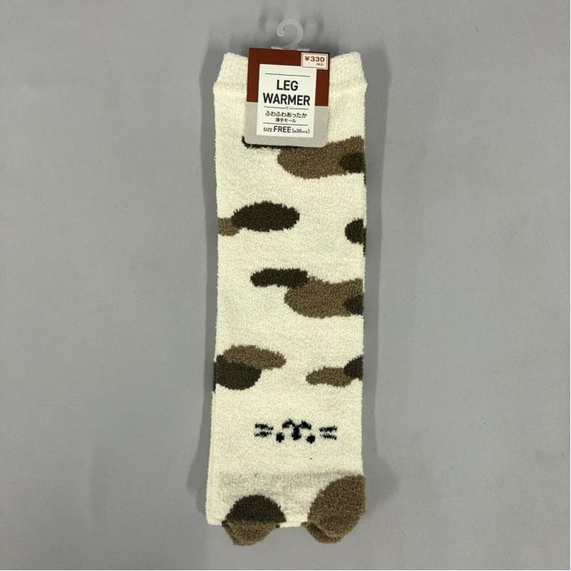 キャン★ドゥ　薄手モールレッグウォーマー　ネコ柄　