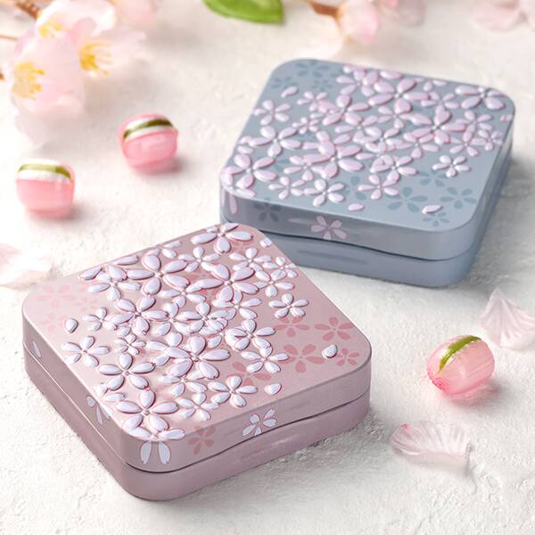 さくらミニ缶。ブルーとピンクの色