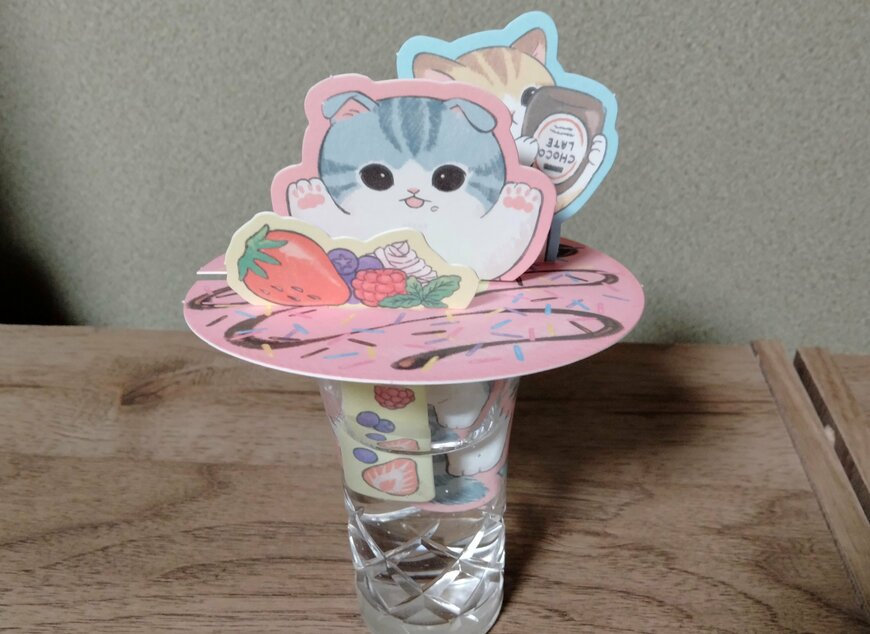 筆者撮影：ダイソー、ペーパー加湿器（円盤タイプ、ねこ）