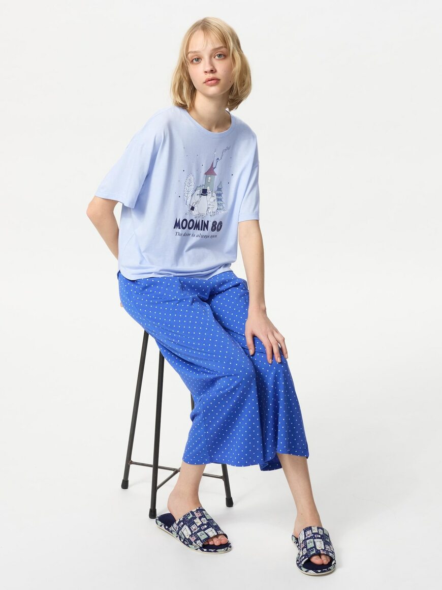 ユニクロ公式　ムーミン ラウンジセット/半袖 LIGHT BLUE　画像　