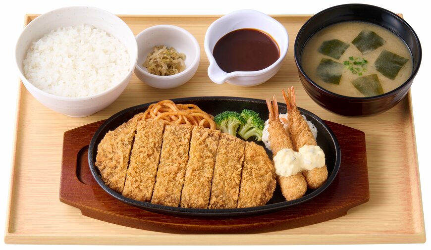 やよい軒の新商品：ビフカツとエビフライの定食
